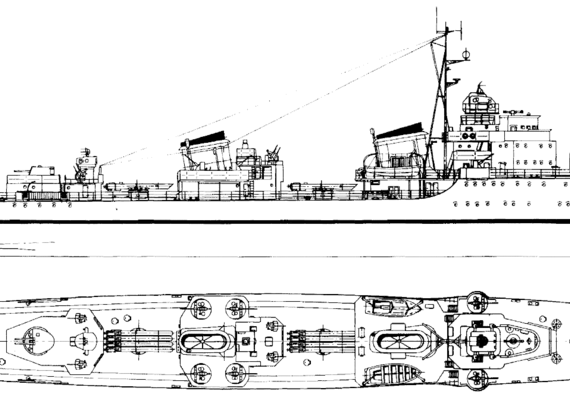 Эсминец СССР Otlicznyi 1956 [Destroyer] - чертежи, габариты, рисунки